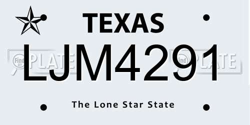 LJM4291 Texas License Plate