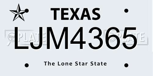 LJM4365 Texas License Plate