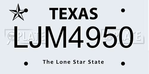 LJM4950 Texas License Plate