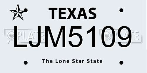 LJM5109 Texas License Plate