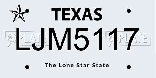 LJM5117 Texas License Plate