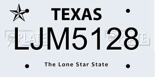 LJM5128 Texas License Plate