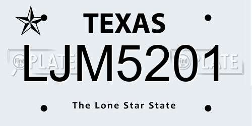 LJM5201 Texas License Plate
