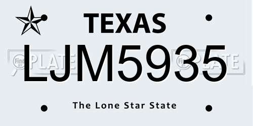 LJM5935 Texas License Plate