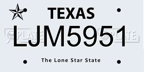 LJM5951 Texas License Plate