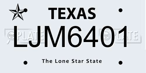LJM6401 Texas License Plate