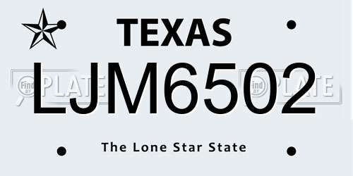 LJM6502 Texas License Plate