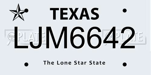 LJM6642 Texas License Plate