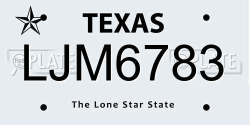 LJM6783 Texas License Plate