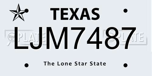 LJM7487 Texas License Plate