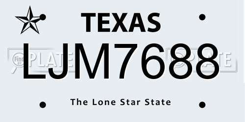 LJM7688 Texas License Plate