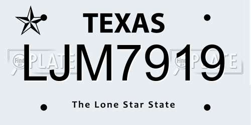 LJM7919 Texas License Plate