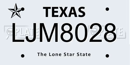 LJM8028 Texas License Plate