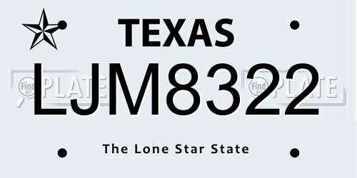 LJM8322 Texas License Plate