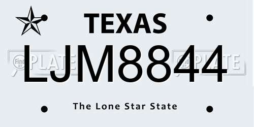 LJM8844 Texas License Plate