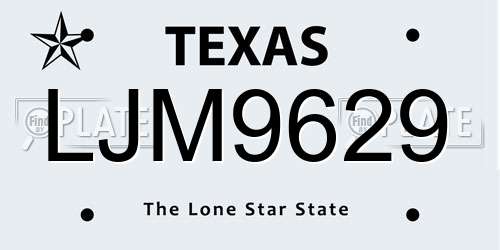 LJM9629 Texas License Plate