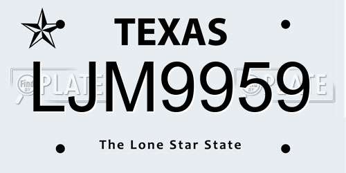 LJM9959 Texas License Plate