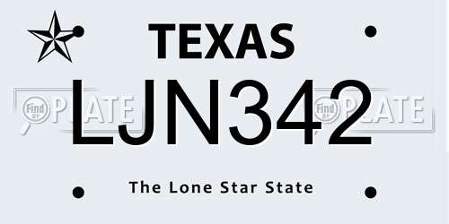 LJN342 Texas License Plate