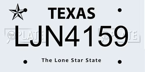 LJN4159 Texas License Plate