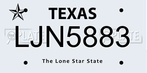 LJN5883 Texas License Plate