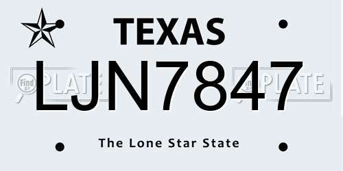 LJN7847 Texas License Plate