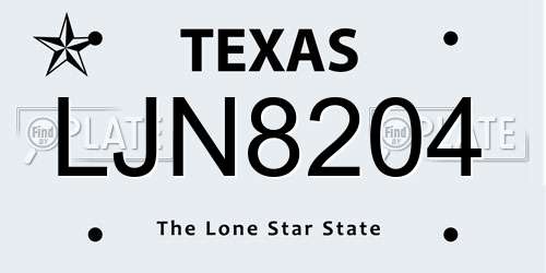 LJN8204 Texas License Plate
