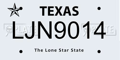 LJN9014 Texas License Plate