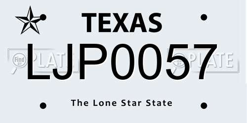 LJP0057 Texas License Plate