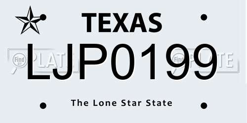 LJP0199 Texas License Plate