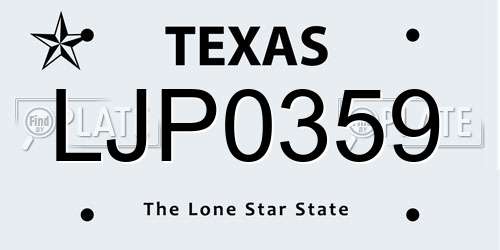 LJP0359 Texas License Plate