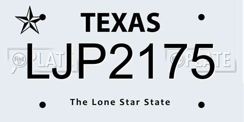 LJP2175 Texas License Plate