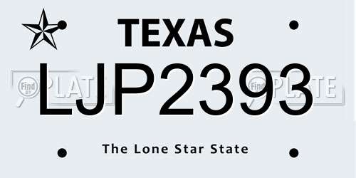LJP2393 Texas License Plate