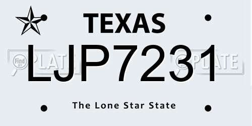 LJP7231 Texas License Plate