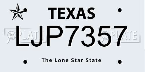 LJP7357 Texas License Plate