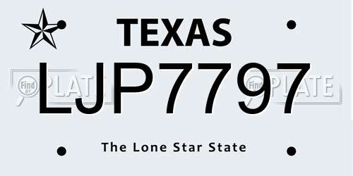 LJP7797 Texas License Plate