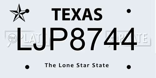 LJP8744 Texas License Plate