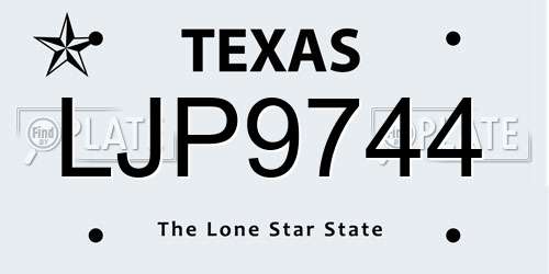 LJP9744 Texas License Plate