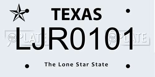 LJR0101 Texas License Plate