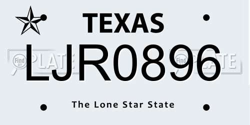 LJR0896 Texas License Plate