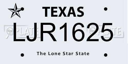 LJR1625 Texas License Plate