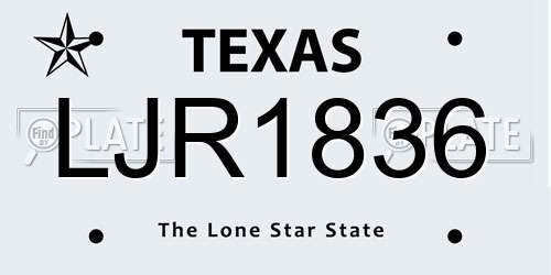 LJR1836 Texas License Plate