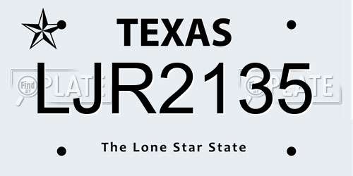 LJR2135 Texas License Plate