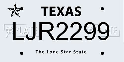 LJR2299 Texas License Plate
