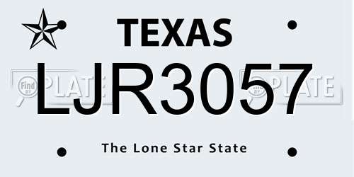 LJR3057 Texas License Plate