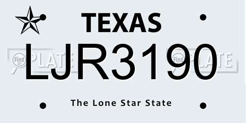 LJR3190 Texas License Plate