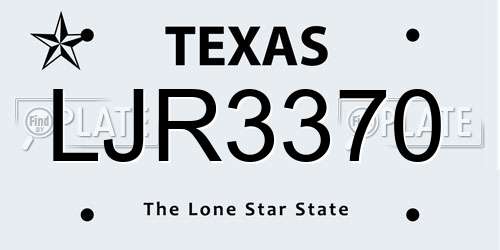 LJR3370 Texas License Plate