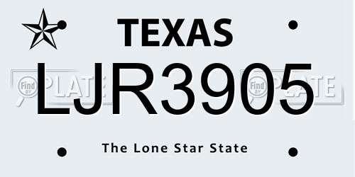LJR3905 Texas License Plate