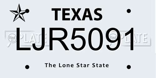 LJR5091 Texas License Plate