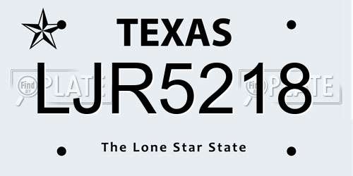 LJR5218 Texas License Plate