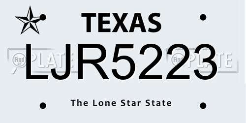 LJR5223 Texas License Plate